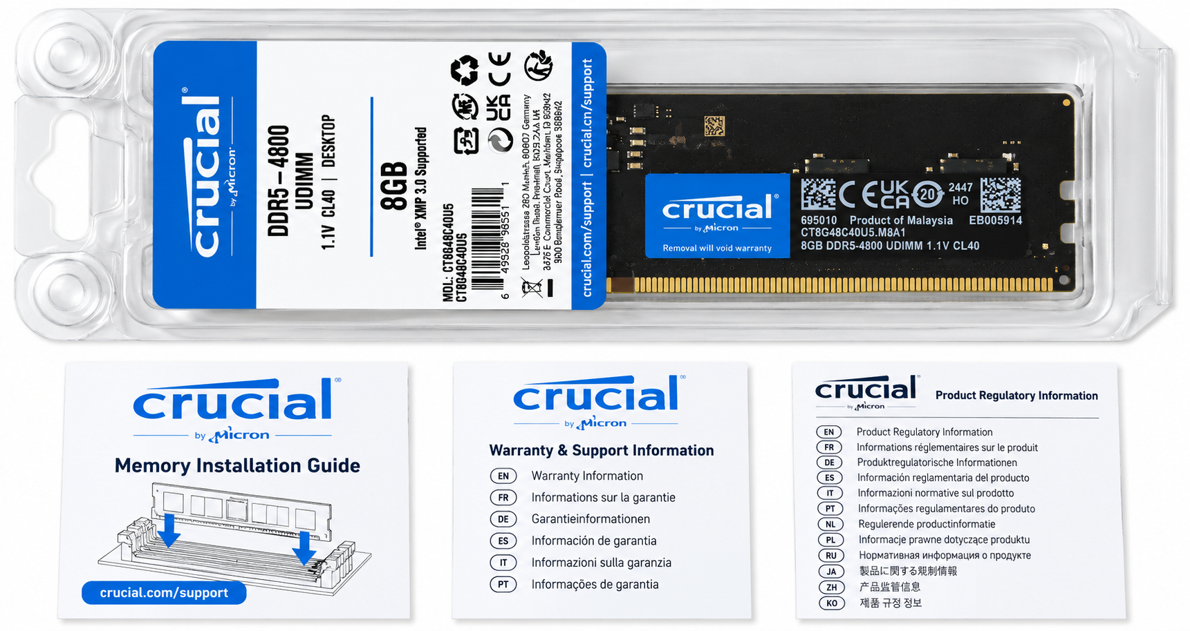 Crucial by Micron 8 Go DDR5-4800 – Mémoire RAM pour ordinateur de bureau